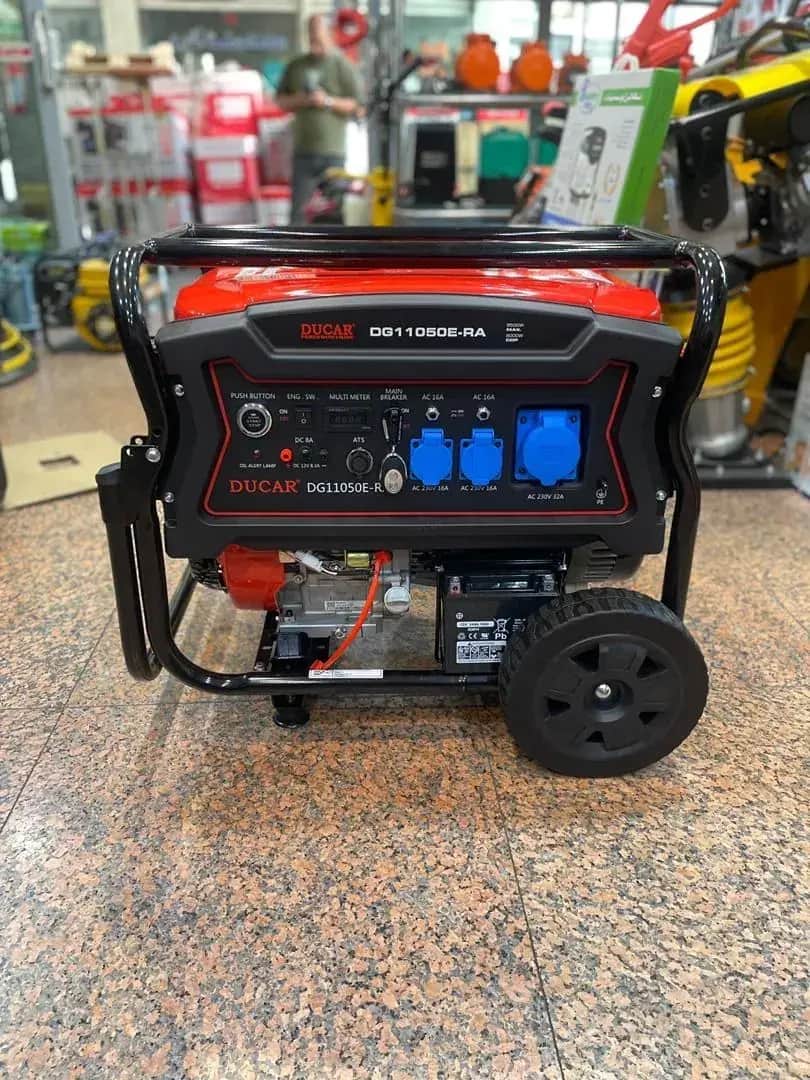 موتور برق 8.5 کیلووات تکفاز ریموت دار بنزینی استارتی هندلی دوکار مدل DG11050E-RA - تصویر 1