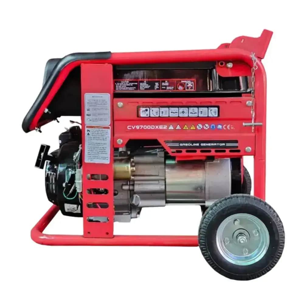 موتور برق ۳/۵ کیلو وات بنزینی استارتی حرفه ای با چرخ و دسته کواکس مدل CV9700DXE2 - تصویر 1