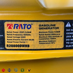 موتور برق راتو 9.5 کیلووات استارتی دارای پورت ATS مدل R20800DWHB