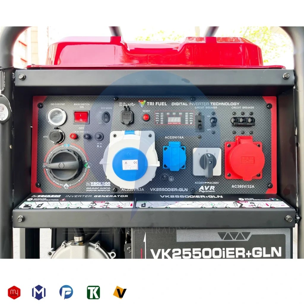 موتور برق 15 کیلووات تک فاز و سه فاز سه گانه سوز واکسون مدل VK25500iER+GLN - Image 3