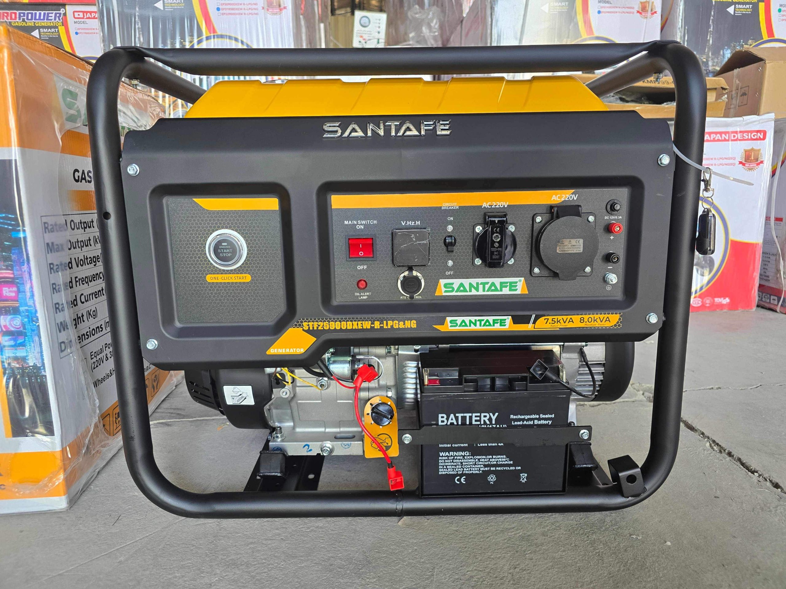 موتوربرق 9 کیلووات سه گانه سوز تکفاز سانتافه مدل STF-25900-LPG.NG